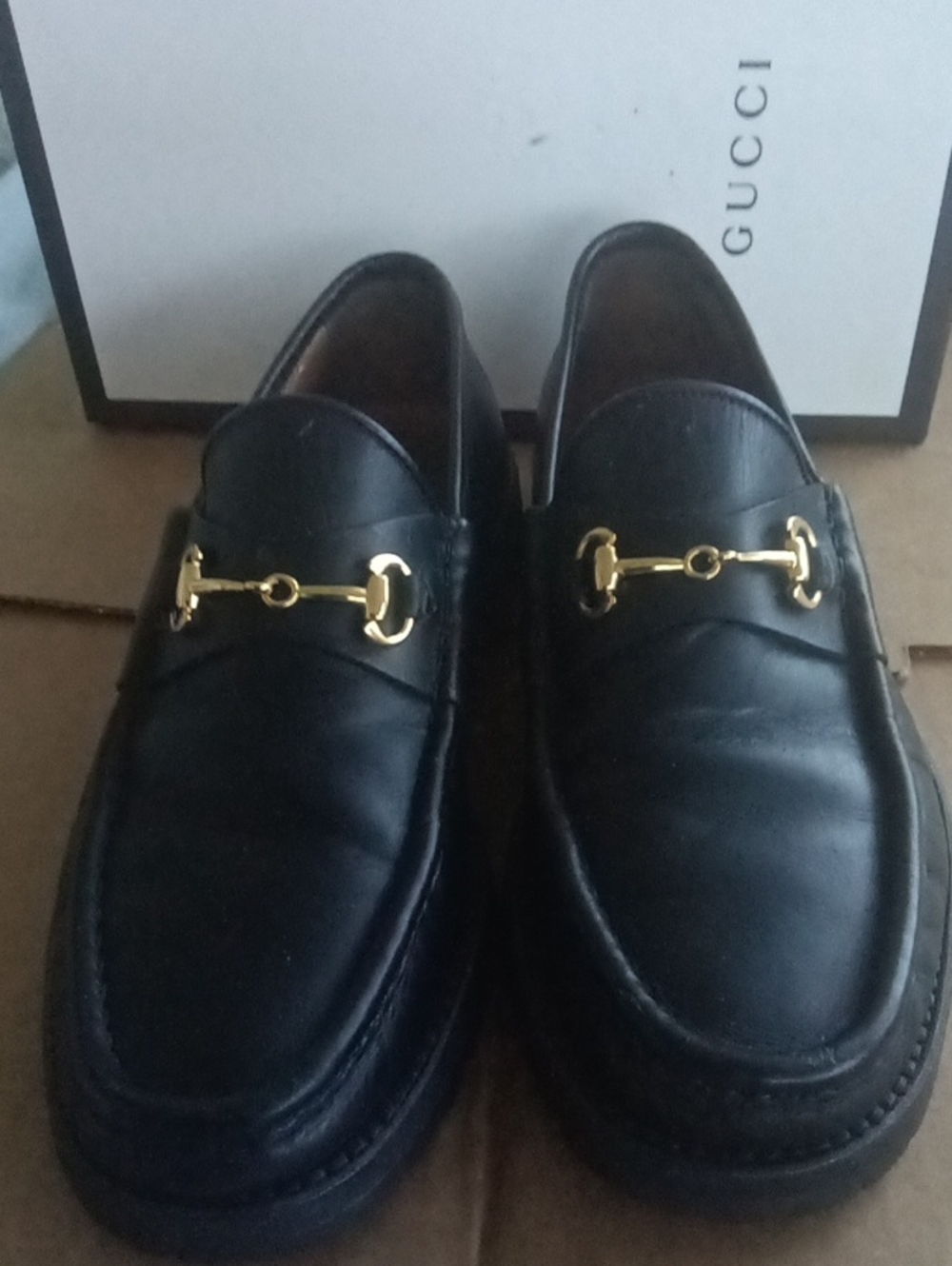Gucci Mens Laredo Calfskin Mens Horsebit With  Replacement HoseBit Loafers 7D In